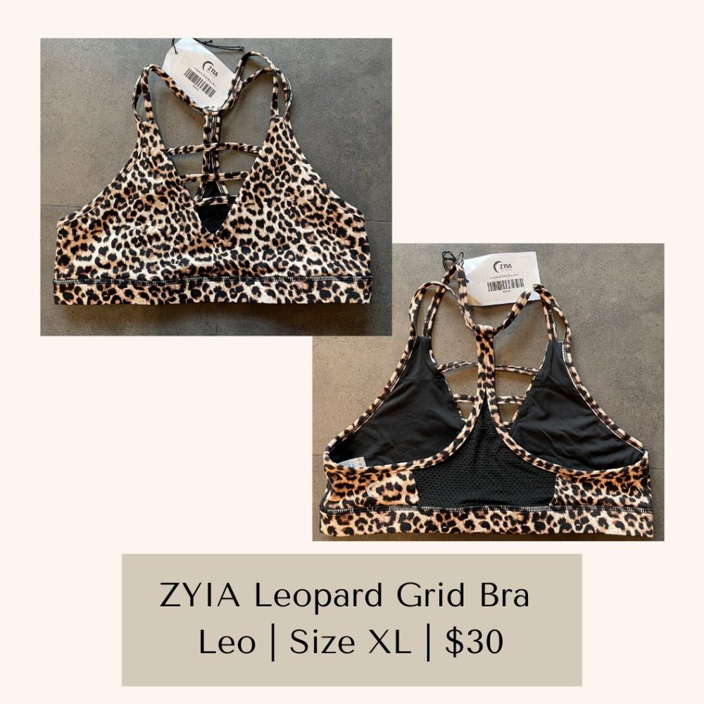 ZYIA Leopard Grid Bra Size XL